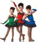 A Wink   A Smile Child X-small Dance Costume Blue Polka Dot Tap Dress No Mitts