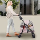 Dog Cat Stroller Pet Travel Carriage 4 Wheels Foldable Pets Carrier Cart Pink