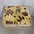 Vintage Singer Floral Sewing Basket   Added Removable Legs Wicker 1960s 