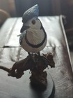  Blue Jay Bird Figurine Collectible On Wood Base 6 5  Inches Tall 