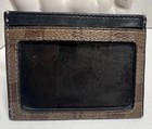 Coach F58110 Slim Black Khaki Signature Card Id Case Holder Wallet