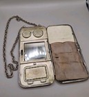 Antique German Silver Wallet purse Wrist Coin Compact W chain