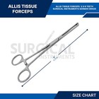 3 Pcs Allis Tissue Forceps 6  5 X 6 Teeth Surgical Stainless Steel German Grade
