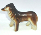 Shepherd Collie Figurine Dog Japan Vintage Porcelain 2 5  X 1  Brown White Coat