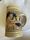Vintage German Beer Stein 4089 Made In Germany Relief Tavern Scene Ceramic Mug