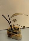 Vtg Mario Jason Signed Modernist Brutalist Brass Bronze Snail Sculpture On Stone
