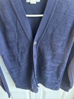 Vtg 80s Postal Approved Usps Navy Cardigan Sweater Made In Usa Acrylic Sz Xs