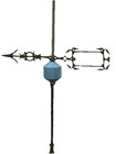 Antique 1890s Copper Lightning Rod W Twisted Weathervane Base Ball   Directional