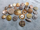 25 Vintage Antique Metal   Pierced Picture Buttons Flowers