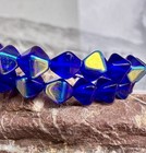 Cobalt Ab Bicone 6mm Czech Glass Beads 25  Rainbow Iridescent Finish