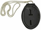 Black Leather Clip-on Conceal Carry Shield Badge Holder Belt Clip Neck Chain 