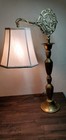 Vintage Art Noveu Brass Bridge Table Lamp Brass Woman Read Description Amazing 