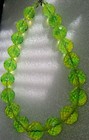 Rare Chartreuse Lemon lime Yellow  green Vaseline Glass Necklace 21  925 Clasp