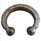 Antique Vintage Tribal Cuff Bracelet Etched Chunky Reproussed Bronze Metal