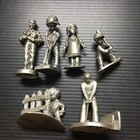 6 Vintage Group Hudson Pewter Figurines Golf Baseball Men Boys Girl 1 5  - 2 5 h