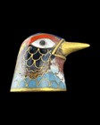 Vintage Brass Cloisonn   Enamel Thimble     Bird Head Pattern  Rare Sewing Tool