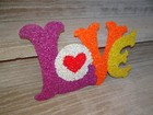 love  Vintage Melted Plastic Popcorn Wall 19    X 12    Sign 1970   s Hippy Art Decor