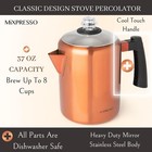 8-cup Stainless Steel Stovetop Coffee Percolator Cool-touch Handle Copper