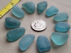 Genuine Pure Beach Sea Glass Surf Tumbled Teal Green Blue Good Small Frosted V03