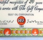 Vintage Gulf Oil Corporation Recognition Appreciation Employee Award 1960s
