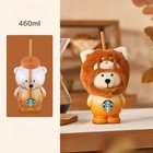 New 2025 China Starbucks Dessert Story Bear Shaped 15oz Glass Straw Cup