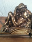Pair Of Antique Armor Bronze Clad Nude Bookends - After Michelangelo