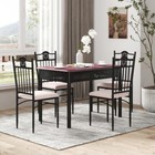 5 Pcs Dining Set Metal Table   4 Cushioned Chairs Kitchen Breakfast Furniture