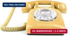 Yellow Retro Phone Vintage Corded Landline Telephone With Redial For Home Office