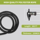 3 8   200  Black Polyester Solid Braid Rope