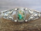 Native American Sterling Silver   Turquoise Feather Bracelet By Morgan