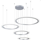 4 Rings Silver Modern Round Pendant Light Modern Chandeliers Dimmable Led 