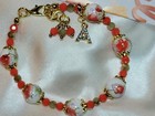 Personalized Hand-painted Porcelain Beaded Initial Bracelet   Matching Earrings 