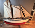    vintage Folk Art Scratch Built Chesapeake Bay Skipjack Sailboat Model 36    Wood