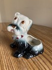Vintage Bulldog Boxer Dog Grey W Collar 1940s Pottery Planter