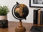Vintage Black World Globe With Wooden Base Rotating Desk Globe Home Office Decor