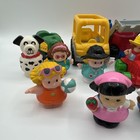 Fisher-price Little People Lot Of 13 Figures   Accessories Tractor Bus Excavator