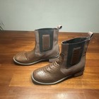 Men s Brown Python Snakeskin Embossed Square Toe Western Chelsea Boots Size 10
