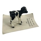 1989 Hagen Renaker Miniature Ceramic Baby Holstein Cow Calf Black White Figurine
