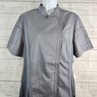 Chef Works Womens Springfield Chef Coat Sz Large Gray Short Sleeve Zips