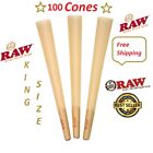 Authentic Raw King Size Pre Rolled Cones W filter Tips  100 Cones  Free Shipping