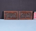 Pair Of French Antique Gothic Revival Panels Solid Oak Wood Salvage Early 1800 s