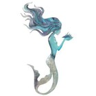 Coastal Wall Hanging  Large Metal Mermaid With Capiz Shells  Beach  Sea  Blue