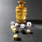 Vintage Handmade Wooden Box With Dice For Playing