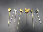 Lot 7 Vtg Hat   Stick Pins   Pincushion Butterfly Art Deco Mushroom Bird Pearl