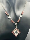 Vintage Art Deco Amethyst   Clear Glass Pendant Necklace Rare 
