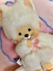 Sekiguchi 8  Monchhichi White Cat Costume Plushie W  Blue Eyes   New auth  