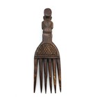 African 8  Woman Fertility Comb Carved Wood Vintage Handmade