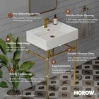 24  Console Bathroom Sink  Free Standing Chrome Steel Support Pedestal Legs Gold