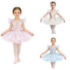Kids Girls Ballet Glittery Dancewear Modern Costume Ballroom Tutu Dress Cute