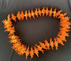 Vintage Hawaiian Plastic Lei Hula Luau Tiki Mcm 1960s 1970s Orange Flowers